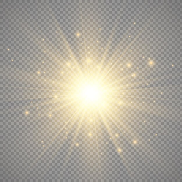Efecto de luz de flash de lente especial El flash destella los rayos y el reflector se iluminan