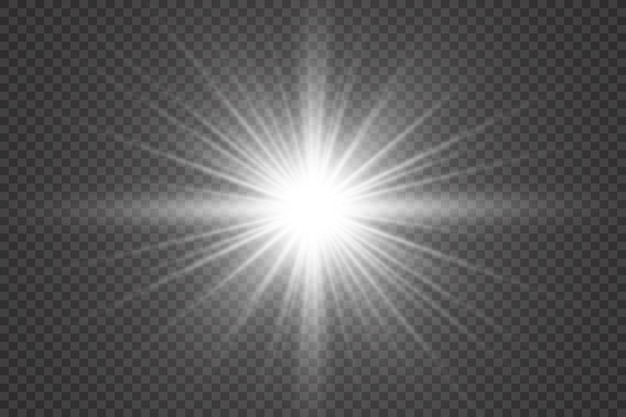 Efecto de luz de flash de lente especial El flash destella los rayos y el reflector se iluminan