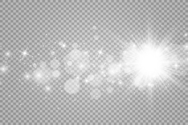 Efecto de luz de flash de lente especial El flash destella los rayos y el reflector se iluminan