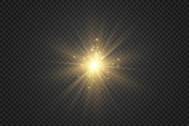 Efecto de luz de flash de lente especial El flash destella los rayos y el reflector se iluminan