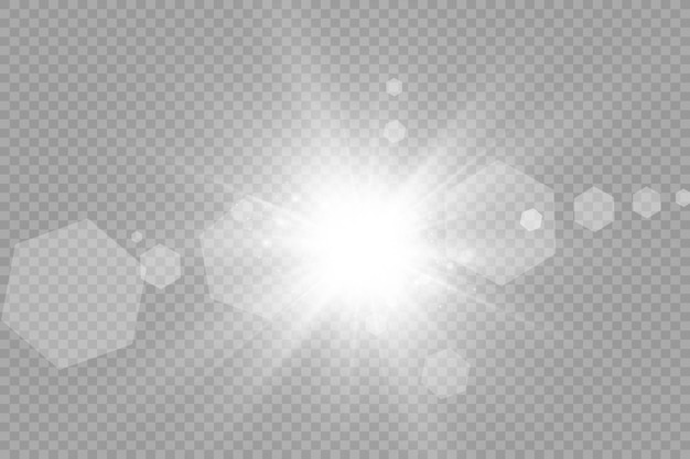 Efecto de luz de flash de lente especial El flash emite rayos y el reflector ilumina una luz blanca brillante