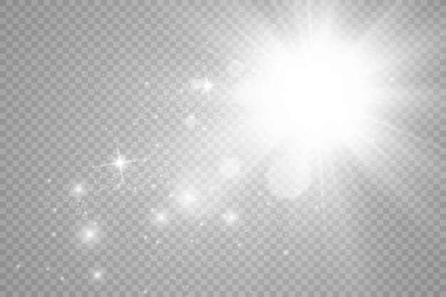 Efecto de luz de flash de lente especial El flash emite rayos y el reflector ilumina una luz blanca brillante