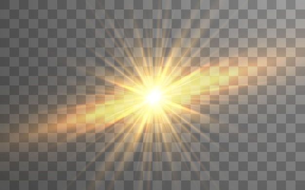 Efecto de luz de flash de lente especial de luz solar sobre fondo transparente. efecto de difuminar la luz.