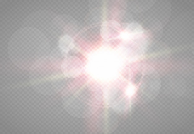 Efecto de luz de flash de lente especial de luz solar transparente. desenfoque a la luz del resplandor. elemento de decoración. rayos estelares horizontales y reflector.