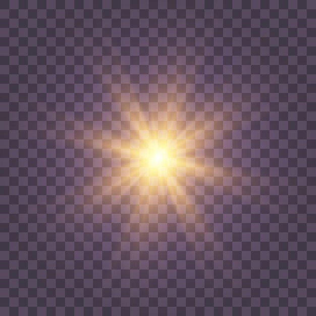 efecto de luz de flash de lente especial de luz solar transparente. flash de lente de sol frontal. Desenfoque a la luz del resplandor. Luz resalta el efecto especial amarillo con rayos de luz y destellos mágicos. Dom