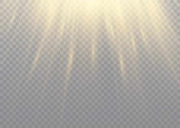 Efecto de luz de flash de lente especial de luz solar transparente.Flash de lente de sol frontal. difuminar a la luz del resplandor. Elemento de decoración. Rayos estelares horizontales y reflector.