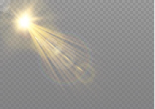 Efecto de luz de flash de lente especial de luz solar transparente.Flash de lente de sol frontal. difuminar a la luz del resplandor.