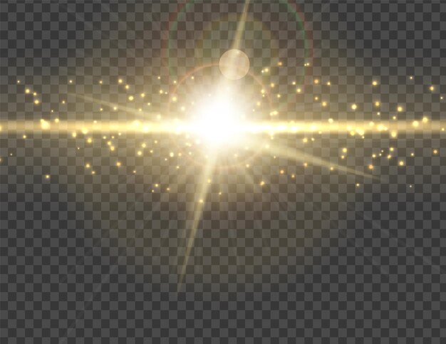 Efecto de luz de flash de lente especial de luz solar transparente de vector.Flash de lente de sol frontal. Vector borroso a la luz del resplandor. Elemento de decoración.