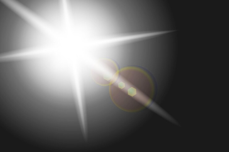 Vector efecto de luz de flash de lente especial de luz solar transparente de vector flash de lente de sol frontal