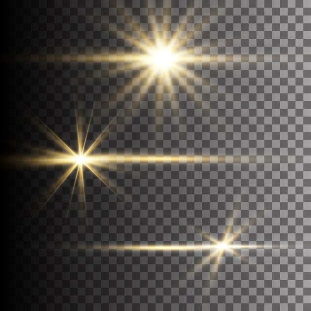 Efecto de luz de flash de lente especial de luz solar transparente.