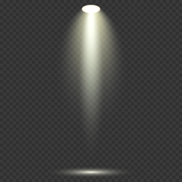 Efecto de luz de foco Luz de foco caliente y brillante Iluminación brillante aislada