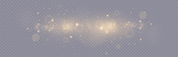 Efecto de luz. Fondo de partículas brillantes. Elementos brillantes sobre un fondo transparente.