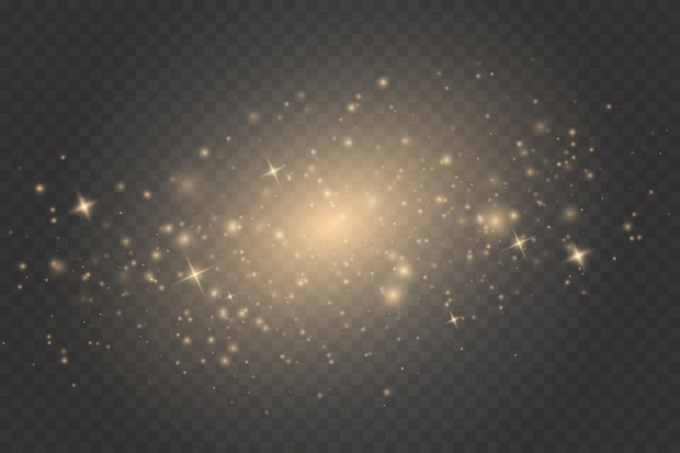 Efecto de luz Gold Glow. chispas y estrellas brillo efecto de luz especial