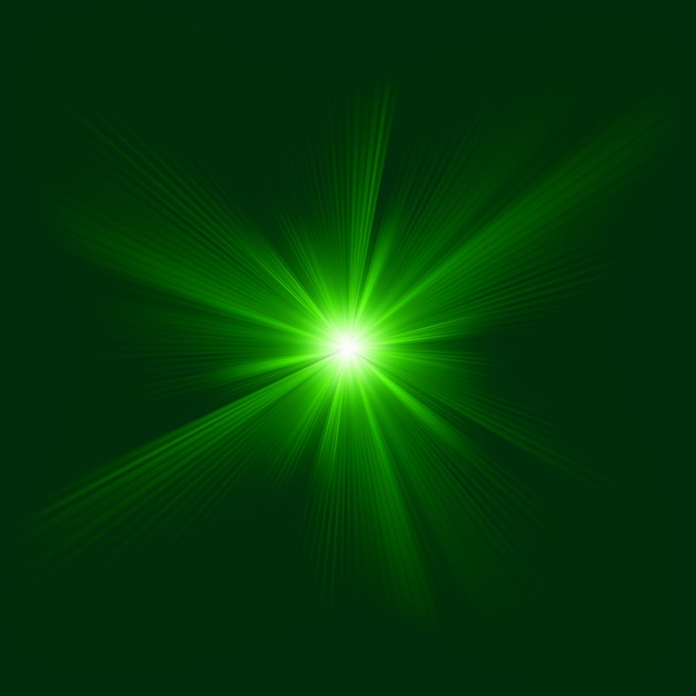 Efecto de luz de haz de explosión abstracta verde