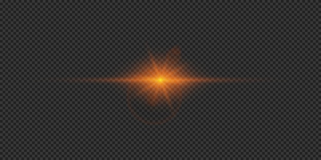 Efecto de luz horizontal naranja de las llamaradas de las lentes
