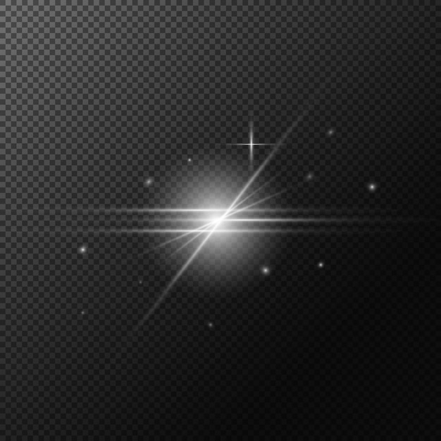 Efecto de luz Isolado blanco transparente llamarada explosión chispa línea de polvo llamarada solar chispa estrella foco vector efecto especial