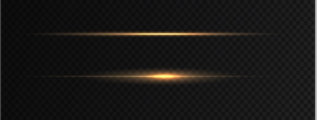Efecto de luz de línea amarilla Líneas de neón doradas brillantes El brillo dorado del polvo y el resplandor