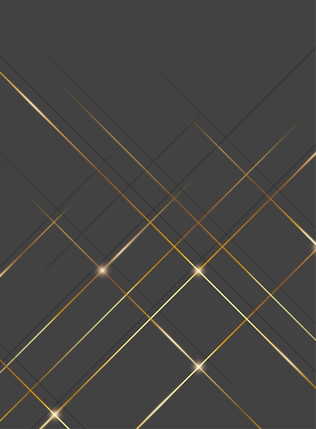 Efecto de luz de línea dorada abstracta sobre fondo oscuro