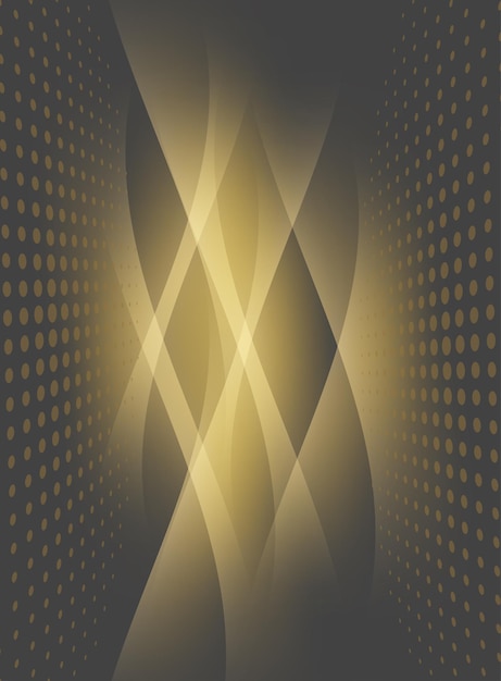 Efecto de luz de línea dorada abstracta sobre fondo oscuro