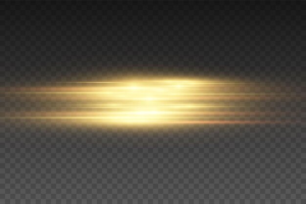 Efecto de luz de líneas brillantes abstractas doradas aisladas sobre un fondo oscuro transparente Telón de fondo del escáner Elemento brillante