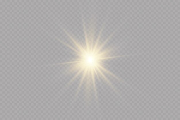 Efecto de luz. Lucero. La luz explota sobre un transparente.