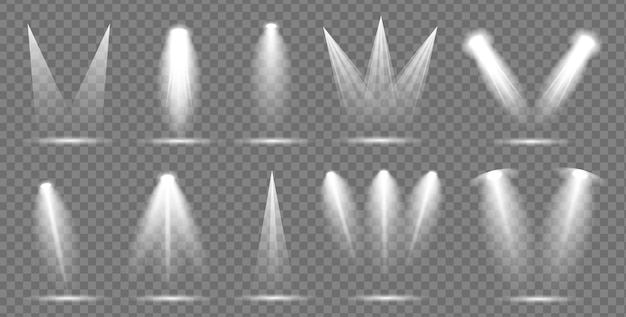 Efecto de luz Luz blanca Resplandor efecto de luz aislado conjunto de brillo Efecto de luces aislado