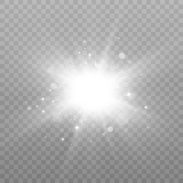 Efecto de luz de luz brillante blanca Fuego solar Efecto de brillo Explosiones estelares con resplandores parpadeantes