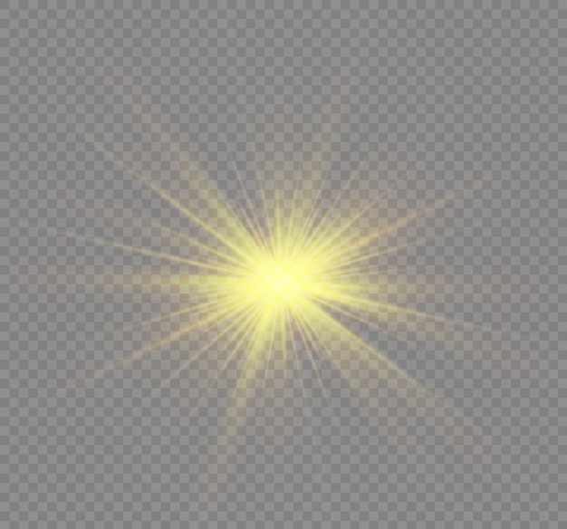 Efecto de luz, luz solar o luz de las estrellas. Luz resplandeciente.