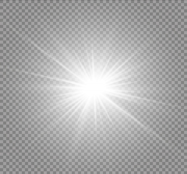 Efecto de luz, luz solar o luz de las estrellas. Luz resplandeciente.