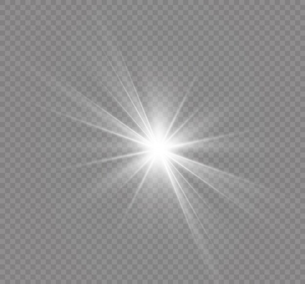 Efecto de luz, luz solar o luz de las estrellas. Luz resplandeciente.
