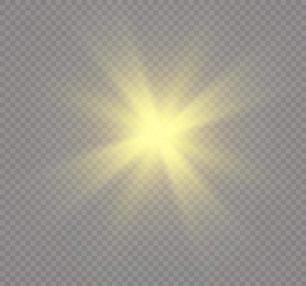 Efecto de luz, luz solar o luz de las estrellas. Luz resplandeciente.