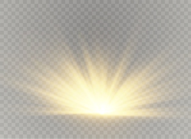 Efecto de luz de luz solar transparente. Difuminar a la luz del resplandor. Rayos y reflector.