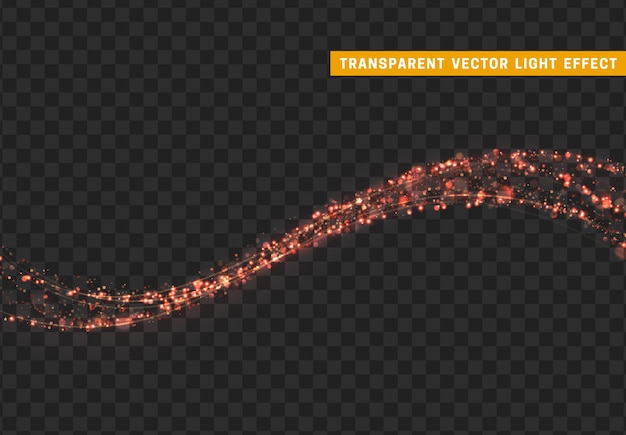 Efecto de luz mágica. Brillo rojo polvo de estrellas. Ilustración de vector de polvo de estrella de chispa