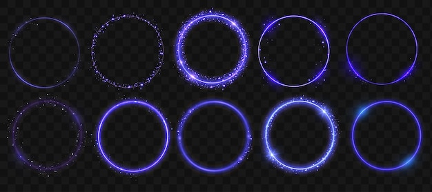 Efecto de luz de un marco redondo brillante con un brillo brillante de la luz de fondo