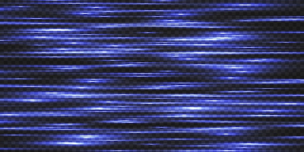 Efecto de luz de movimiento para pancartas Líneas azules El efecto de la velocidad sobre un fondo azul Líneas rojas de velocidad de la luz y movimiento Destello de lente vectorial