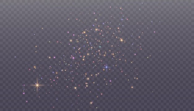 Efecto de luz con muchas partículas brillantes aisladas en un fondo transparenteVectorLight