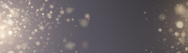 Efecto de luz con muchas partículas brillantes que brillan sobre un fondo transparente