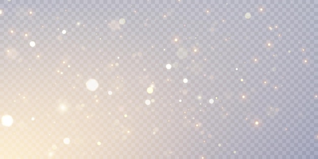 Efecto de luz con muchos reflejos brillantes sobre un fondo transparente. Luces bokeh abstractas.