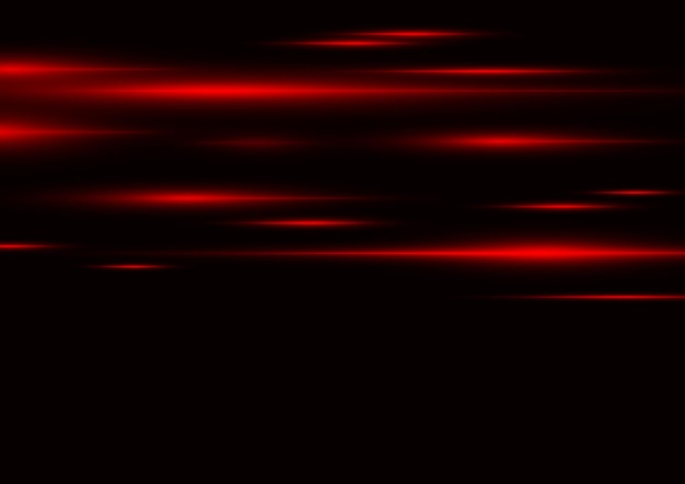 Efecto de luz de neón de velocidad roja abstracta sobre fondo negro ilustración vectorial