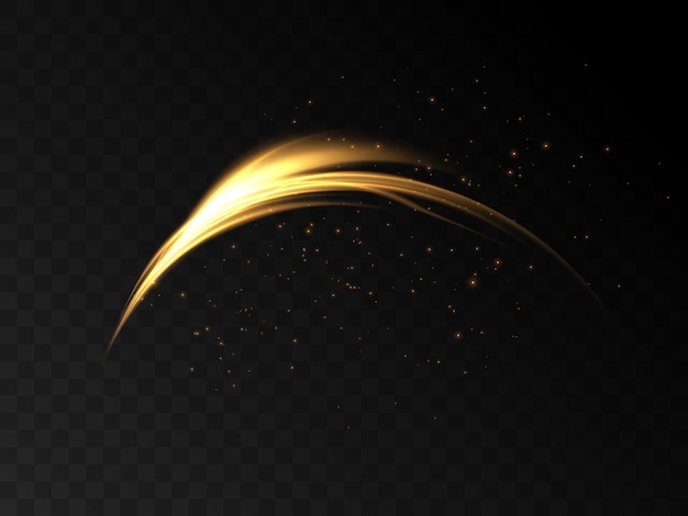 Efecto de luz ondulado abstracto. Movimiento brillante de la línea de luz. Vector PNG de onda centelleante.