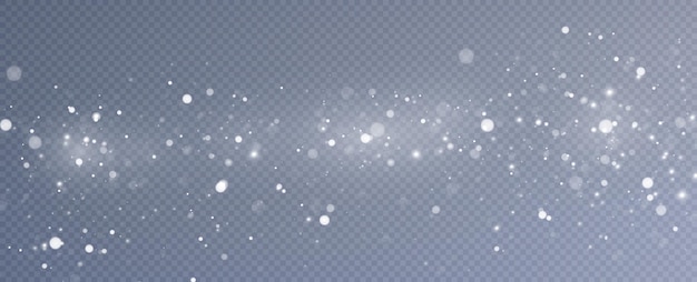 Efecto de luz con partículas de purpurina. Polvo navideño. Las chispas blancas brillan con una luz especial.