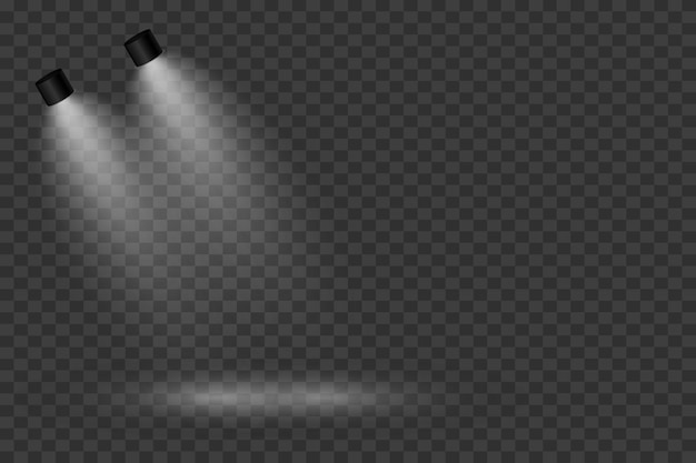 El efecto de luz de los reflectores que iluminan el escenario