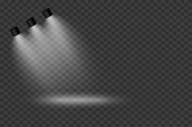 El efecto de luz de los reflectores que iluminan el escenario
