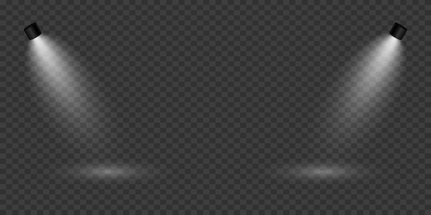 El efecto de luz de los reflectores que iluminan el escenario