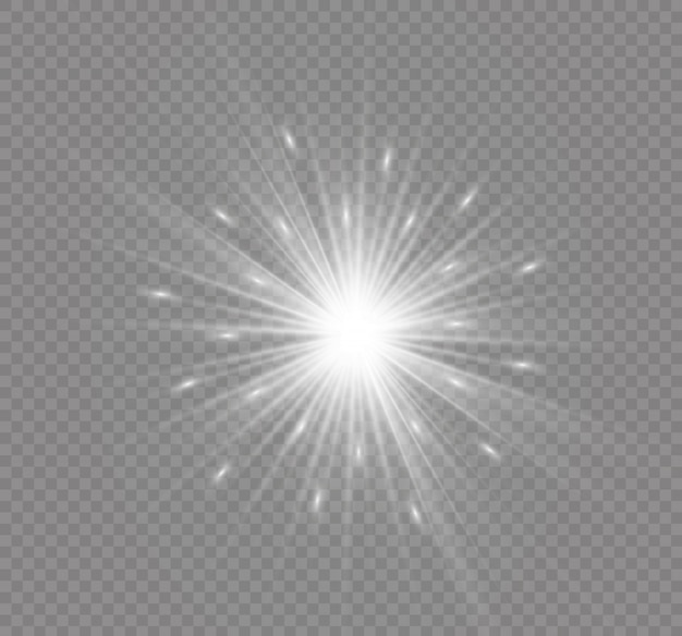 Efecto de luz resplandor. Estrella estalló con destellos.
