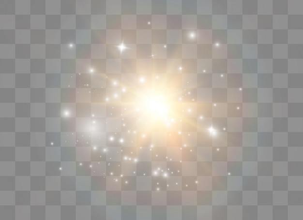 Efecto de luz resplandor. Estrella estalló con destellos.