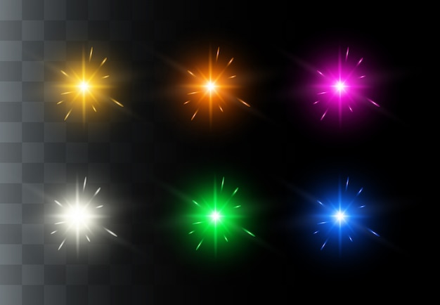 Efecto de luz resplandor. Estrella estalló con destellos.