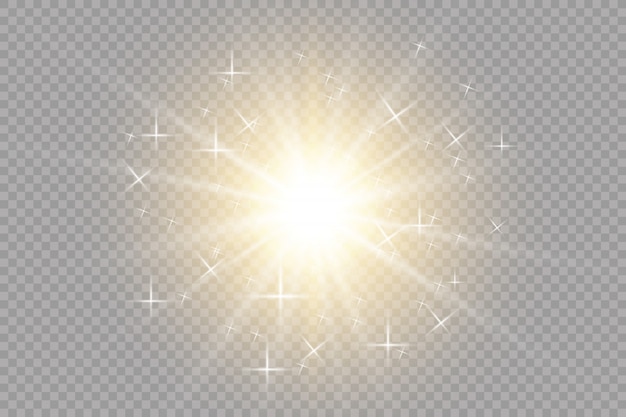 Efecto de luz resplandor. Estrella estalló con destellos.