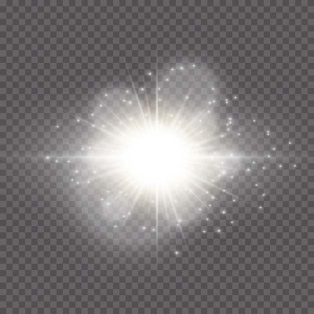 Efecto de luz resplandor. Estrella estalló con destellos.