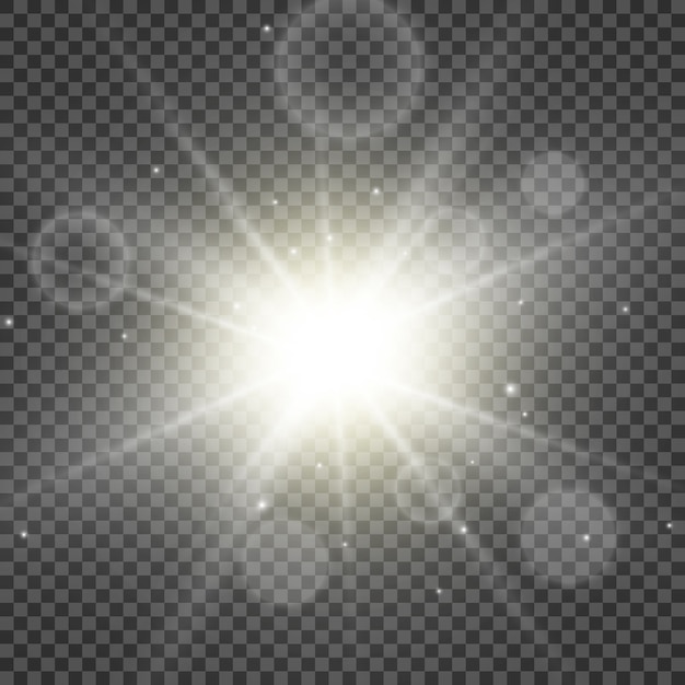 Efecto de luz resplandor. Estrella estalló con destellos.